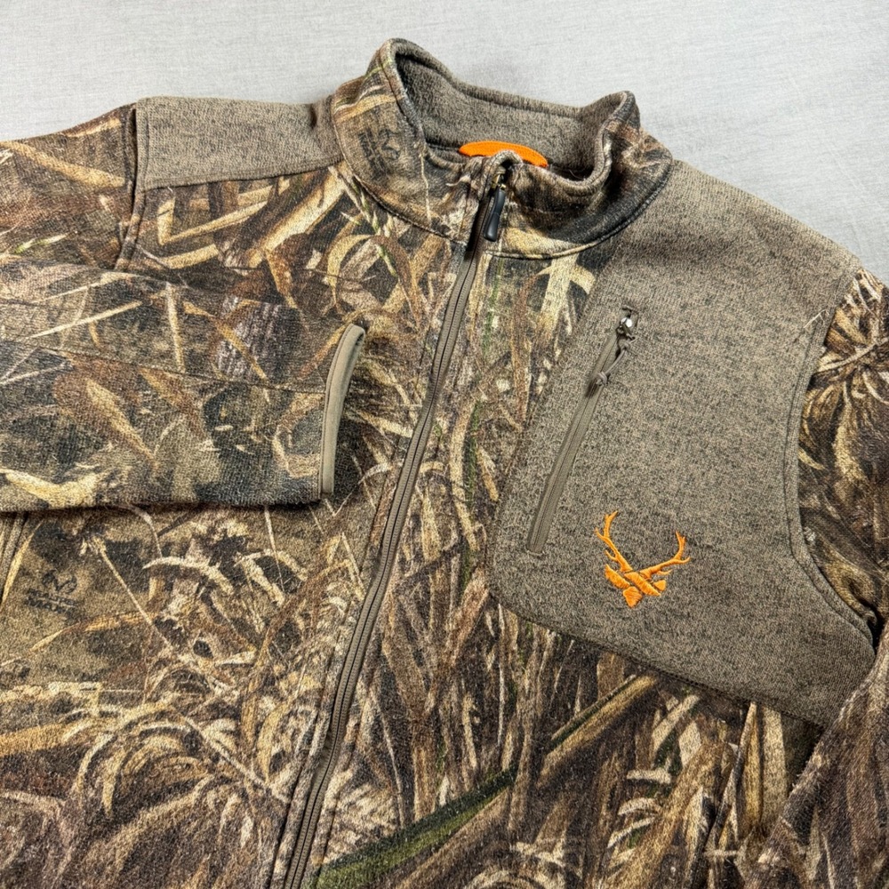 Walls Fleece Jacket Mens XL Brown Realtree Max-5 Camo Excellent Full Zip Buck